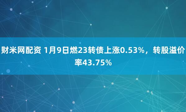 财米网配资 1月9日燃23转债上涨0.53%，转股溢价率43.75%